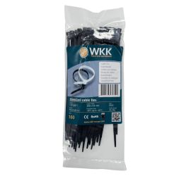 WKK - Bridas de plástico - Para uso universal - Cola recta - Negro - 200x4,8mm - 100 Piezas
