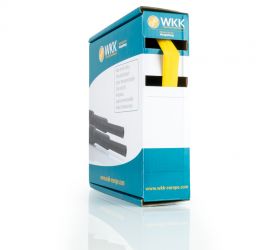 Een minibox met een rol gele H-2(3X) dunwandige krimpkous
