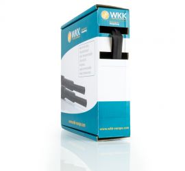 Een minibox met een rol zwarte H-5(3X)-F dunwandige krimpkous