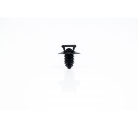 Een zwarte LFC 1 clip met lamelvoet op een witte achtergrond.